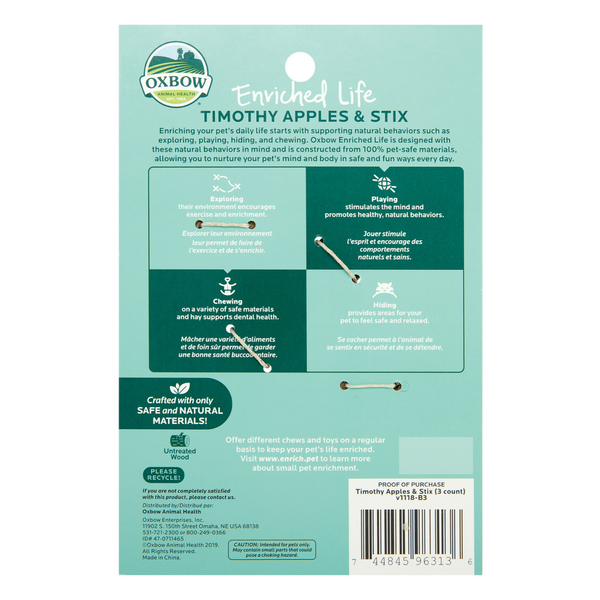 Oxbow Enriched Life Timothy Apples & Stix