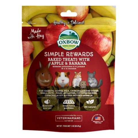 Oxbow Simple Rewards Baked Treats with (Apple and Banana) - 85g