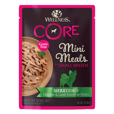 Wellness CORE for Small Breed Grain-Free Mini Meals (Shredded Chicken & Lamb Entrée in Gravy)