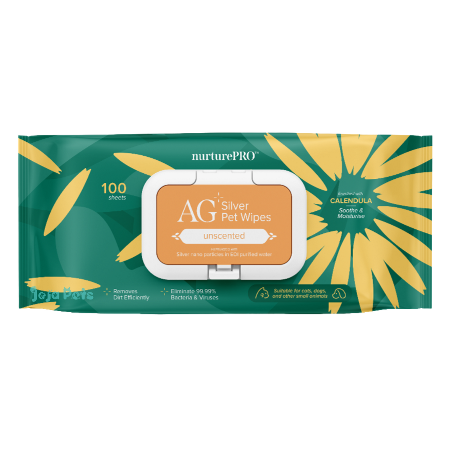Nurture Pro AG+ Silver Pet Wipes (Unscented) - 100 sheets