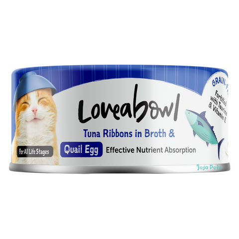 Loveabowl Tuna ribbons in Broth with Quail Egg - 70g