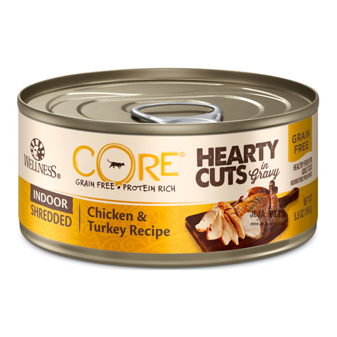 Wellness CORE® Hearty Cuts Shredded Indoor (Chicken & Turkey) Cat Canned Food - 156g