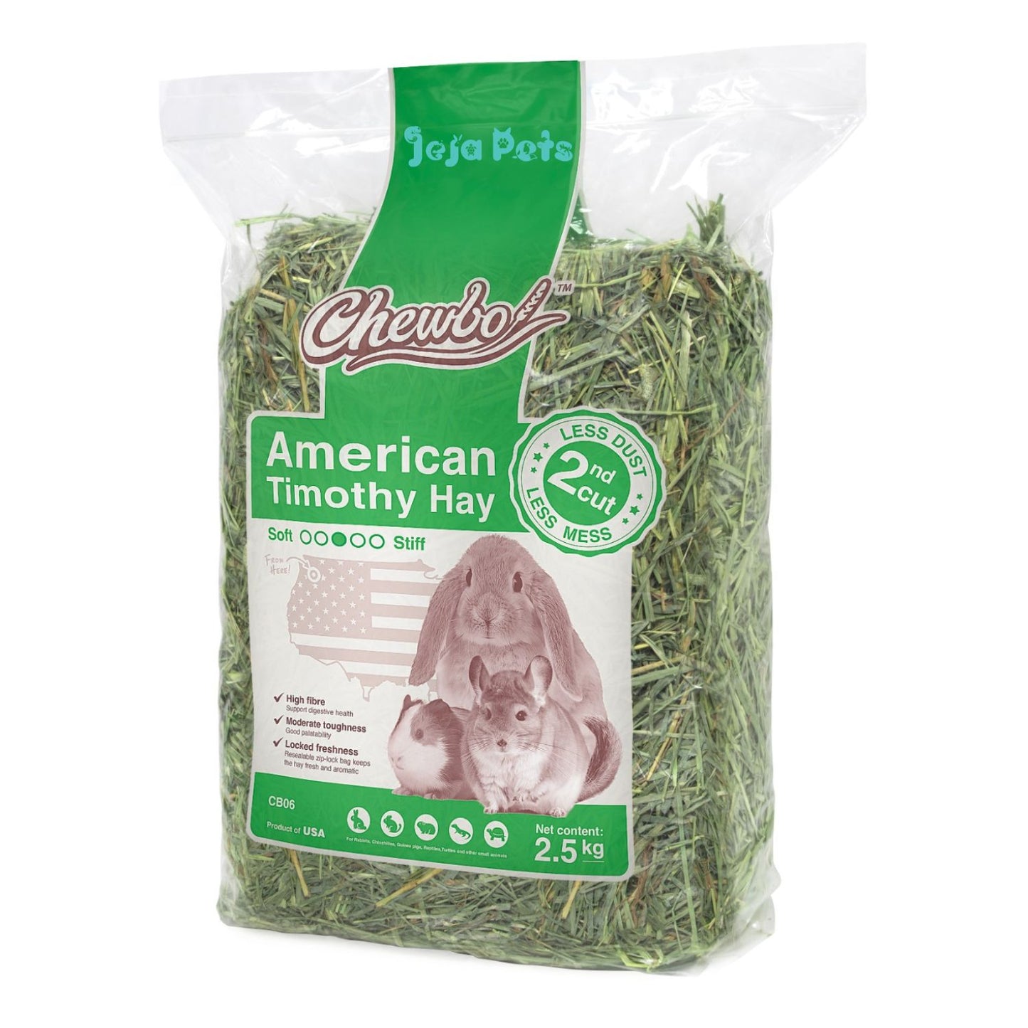 Front packaging of Chewbo American Timothy Hay 2nd Cut 2.5kg