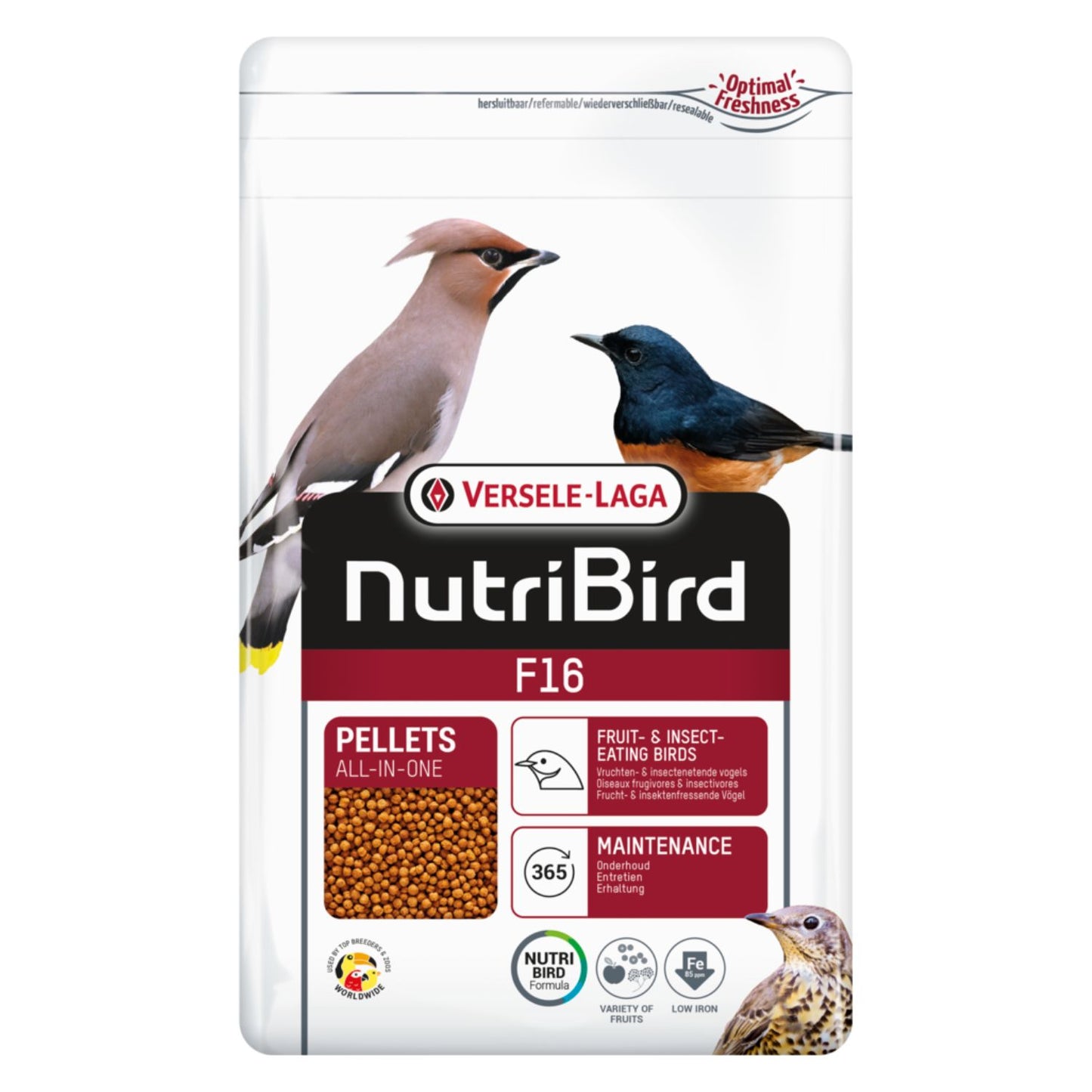 Versele-Laga NutriBird F16 low-iron softbill bird pellets 800g