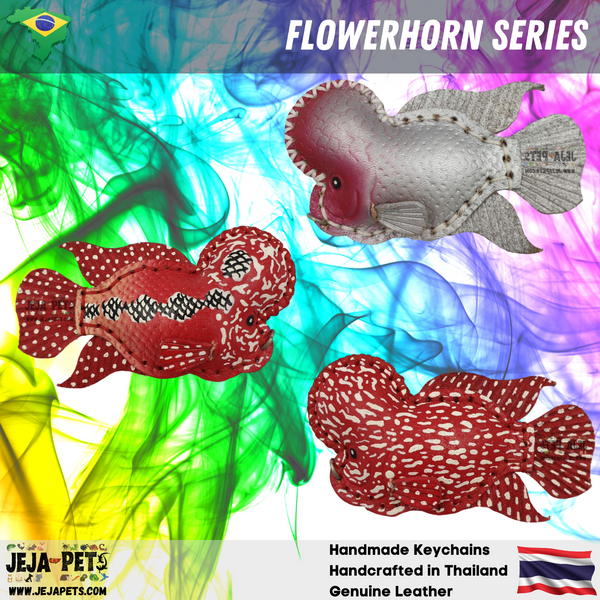 Flowerhorn Series Genuine Leather Handmade Keychains