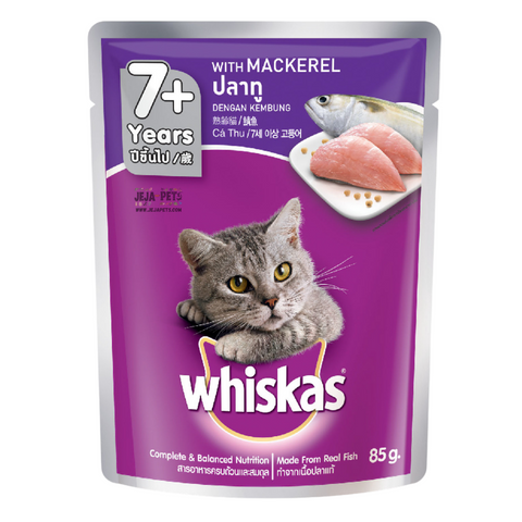 Whiskas Pouch Adult 7+ Mackerel Cat Wet Food - 80g