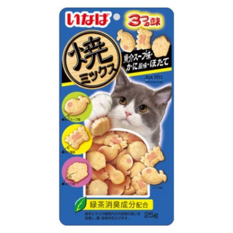 Ciao Soft Bits Mix (Tuna & Chicken Fillet with Dried Bonito, Seafood & Crab Flavor) - 25g
