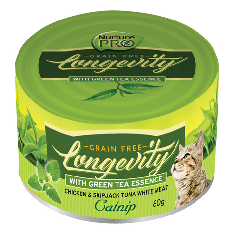 Nurture Pro Longevity Chicken and Skipjack Tuna Meat with (Catnip and Green Tea) Essence - 12 / 24 Cans