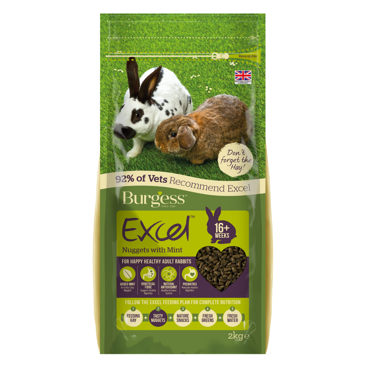 Burgess Excel Adult Rabbit Nuggets with (Mint) - 2kg