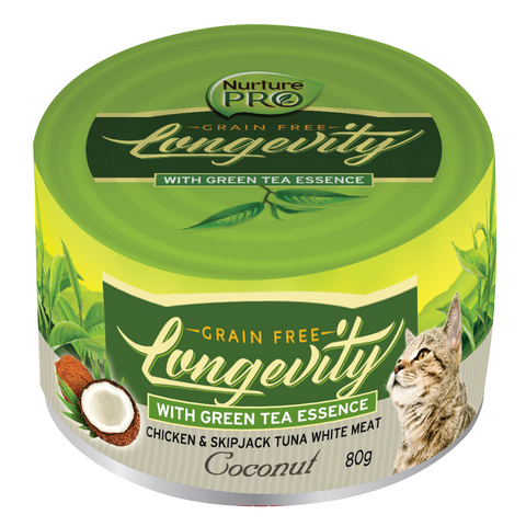 Nurture Pro Longevity Chicken and Skipjack Tuna Meat with (Coconut and Green Tea) Essence - 12 / 24 Cans