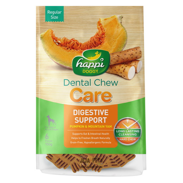 Happi Doggy Dental Chew Digestive Support (Pumpkin & Mountain Yam) Hard Chew for Dogs - Petite / Regular