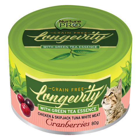 Nurture Pro Longevity Chicken and Skipjack Tuna Meat with (Cranberries and Green Tea) Essence - 12 / 24 Cans