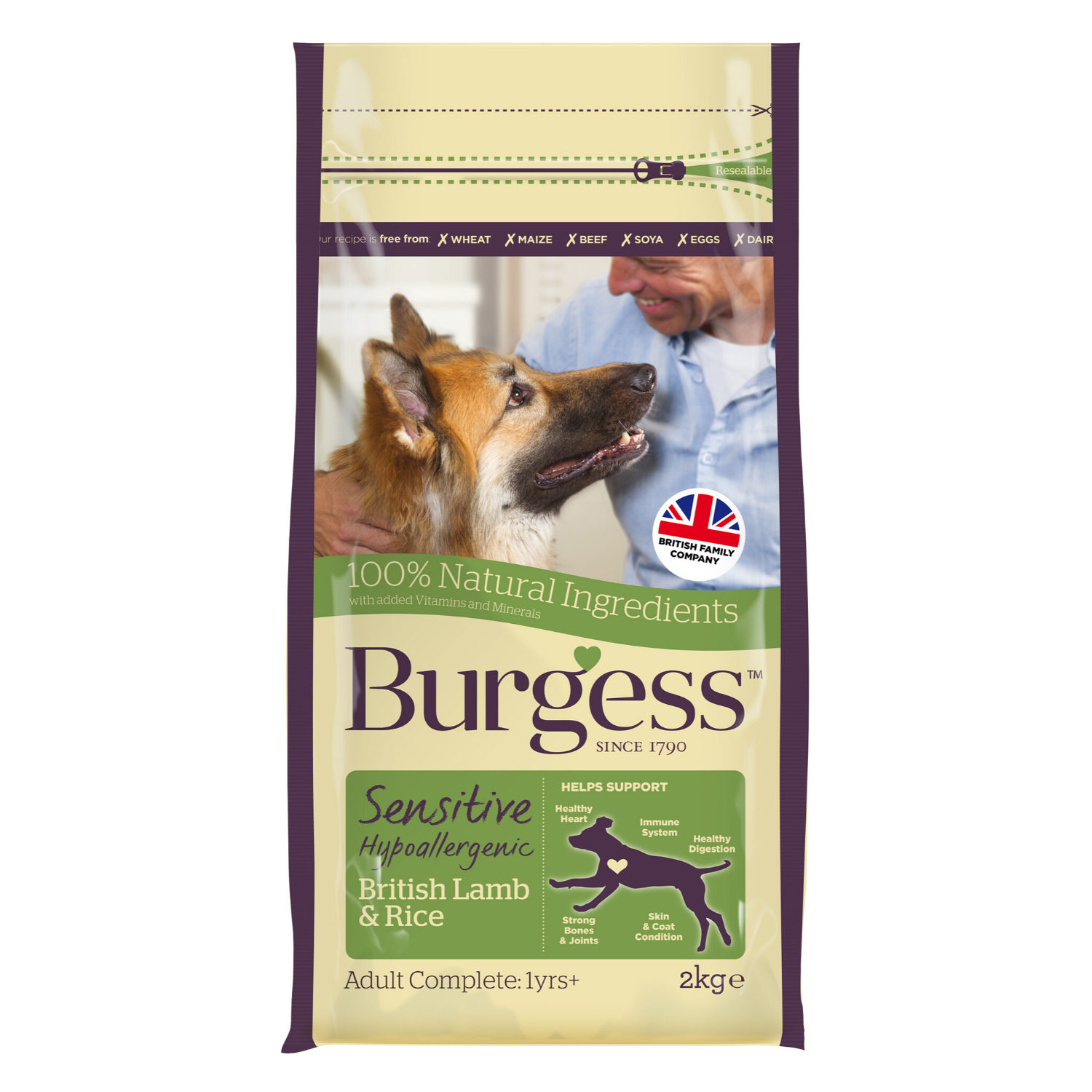 [DISCONTINUED] Burgess Sensitive Adult Dog (Lamb & Rice) - 2kg