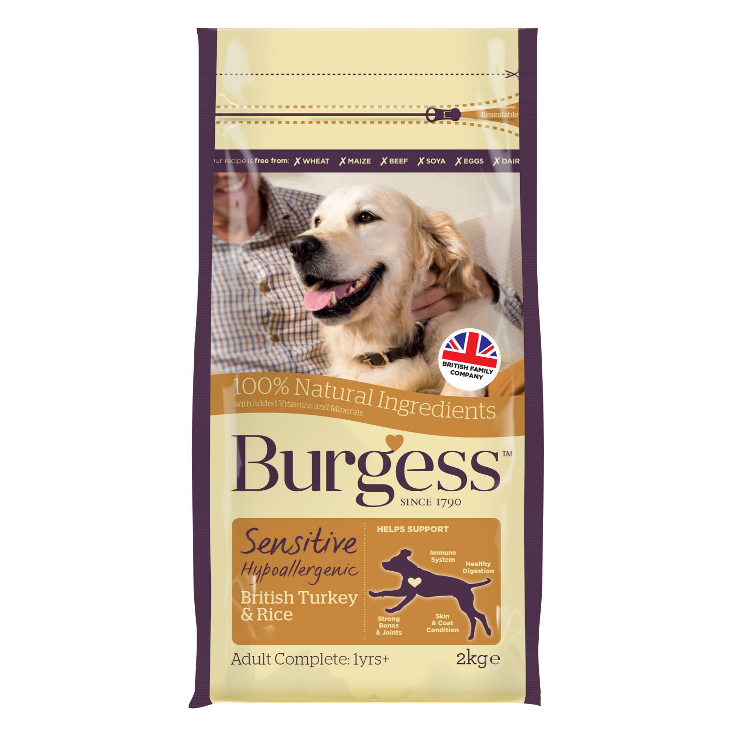 [DISCONTINUED] Burgess Sensitive Adult Dog (Turkey & Rice) - 2kg