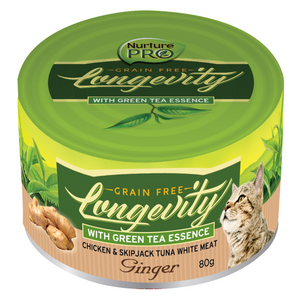 Nurture Pro Longevity Chicken and Skipjack Tuna Meat with (Ginger and Green Tea) Essence - 12 / 24 Cans