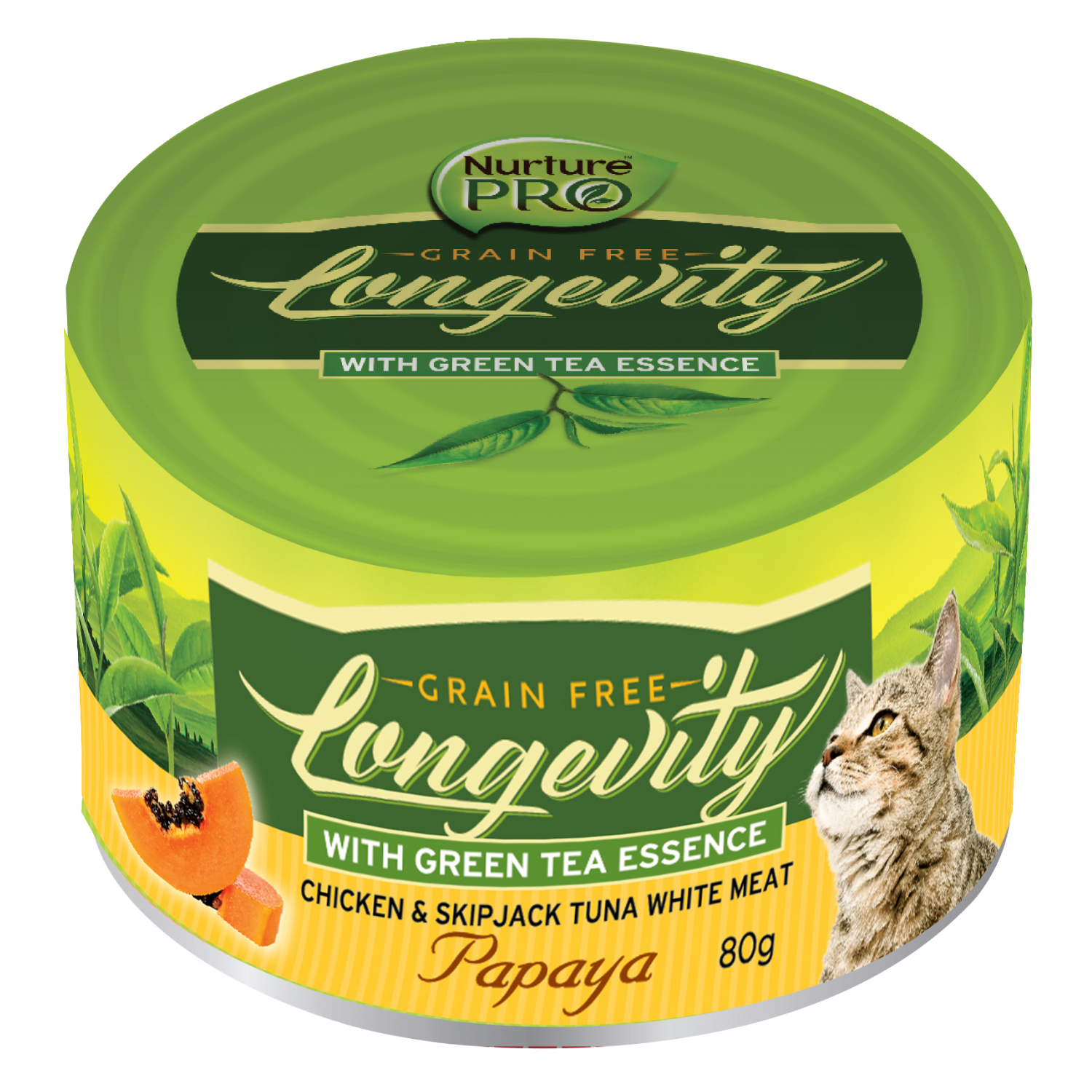 Nurture Pro Longevity Chicken and Skipjack Tuna Meat with (Papaya and Green Tea) Essence - 12 / 24 Cans