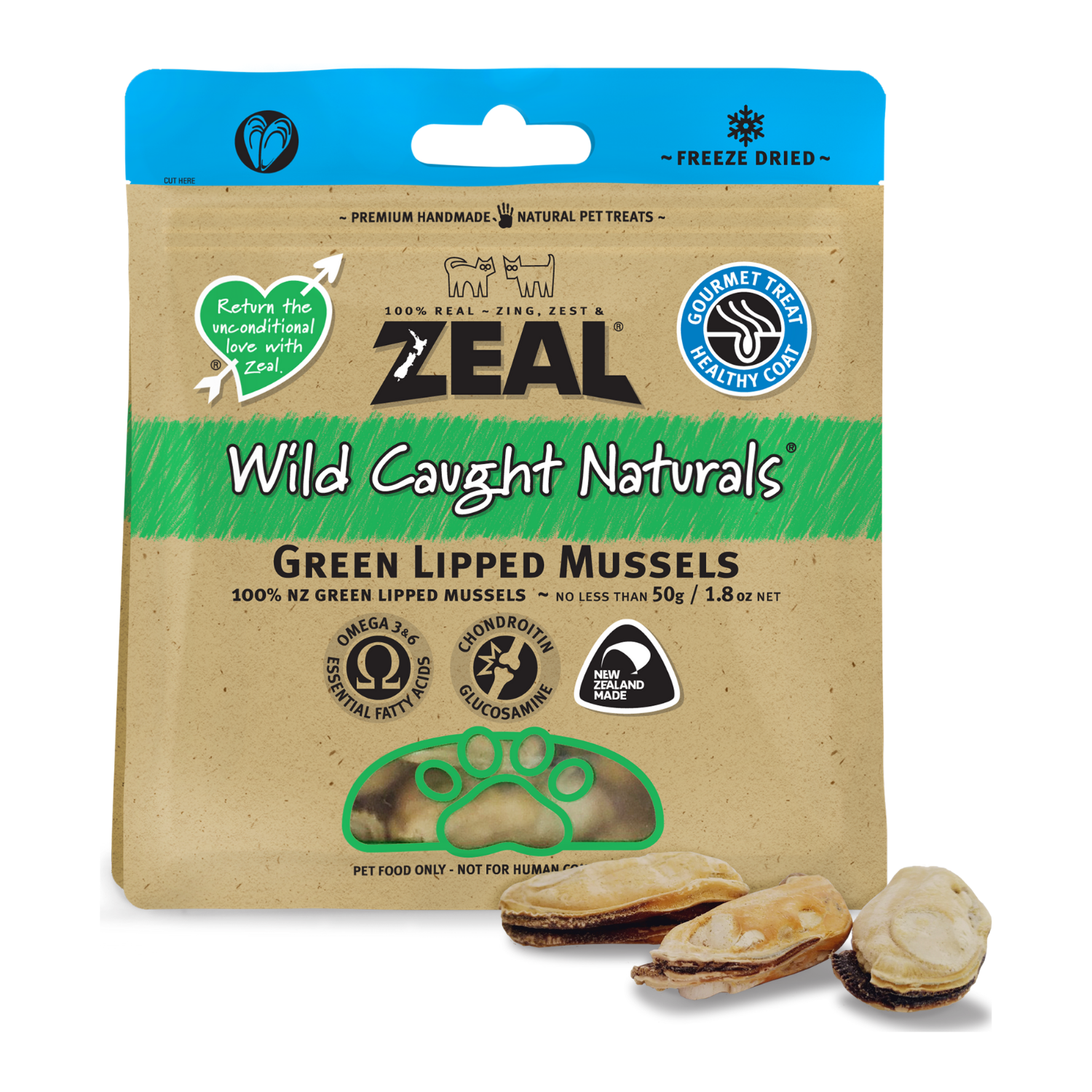 [DISCONTINUED] Zeal Wild Caught Naturals Green Lipped Mussels - 100g (BUY 2 GET 1 FREE)