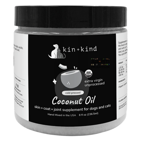 Kin+Kind Raw Coconut Oil (Skin & Coat) Dog & Cat Supplement - 226.8ml / 473.2ml