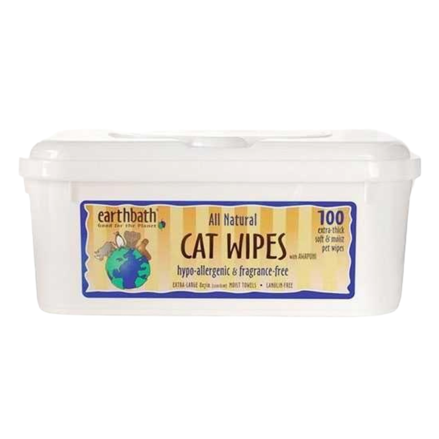 Earthbath All Natural Hypo-Allergenic Cat Wipes (Fragrance Free) - 100 Wipes