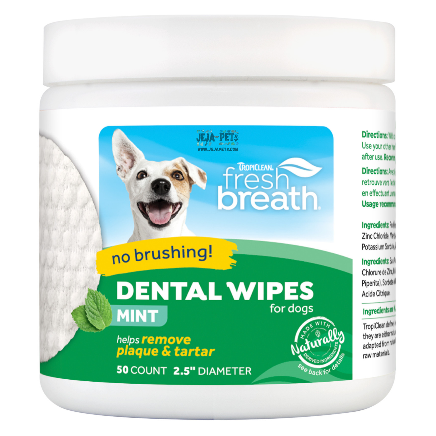Tropiclean Fresh Breath Dental Wipes - 50 Wipes