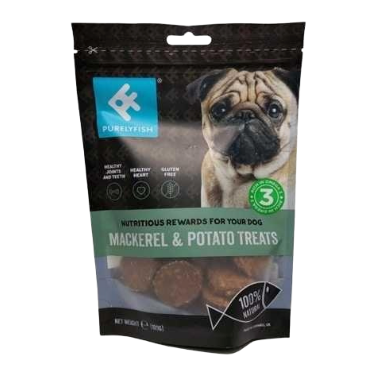 PurelyFish (Mackerel & Potato) Treats for Dogs - 100g
