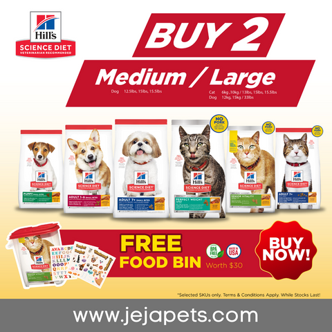 [PROMO: Buy 2 Medium / Large Bag GET FREE 1x Food Bin] - Hill's Science Diet Canine / Feline Medium Large Size