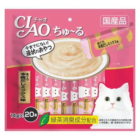 Ciao Churu Pack of 20 Tuna Japanese Broth Flavor - 14g x 20