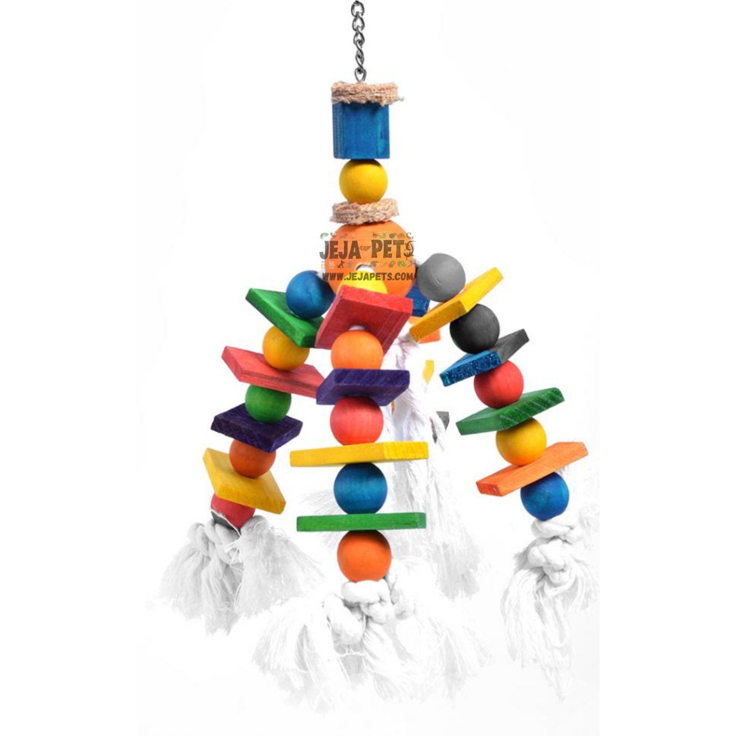 Duvo+ Bird Toy with Colourful Cubes and Rope - 35cm