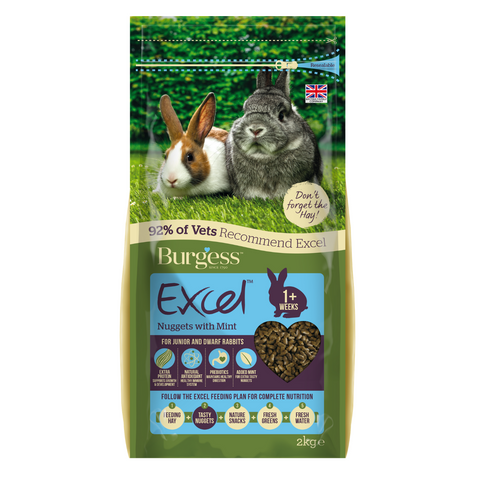Burgess Excel Junior & Dwarf Rabbit Nuggets with (Mint) - 2kg