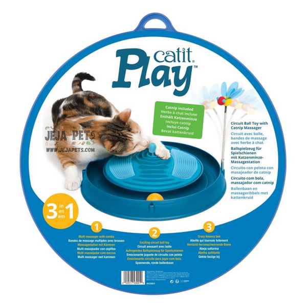 Catit Play 3 in 1 Circuit Ball Toy with Massager - 37.6 x 36.0 x 7.4 cm