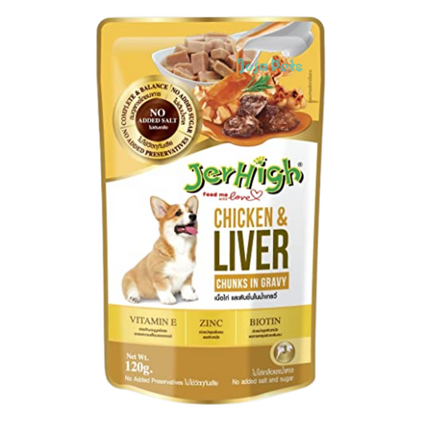 JerHigh Chicken and Liver in Gravy Pouch - 120g
