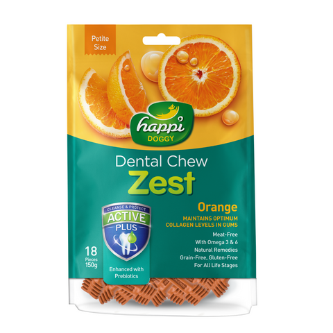 Happi Doggy Dental Chew Zest (Orange) - 150g