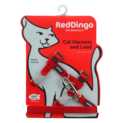 Red Dingo Cat Harness and Lead Combo Classic - (Red)