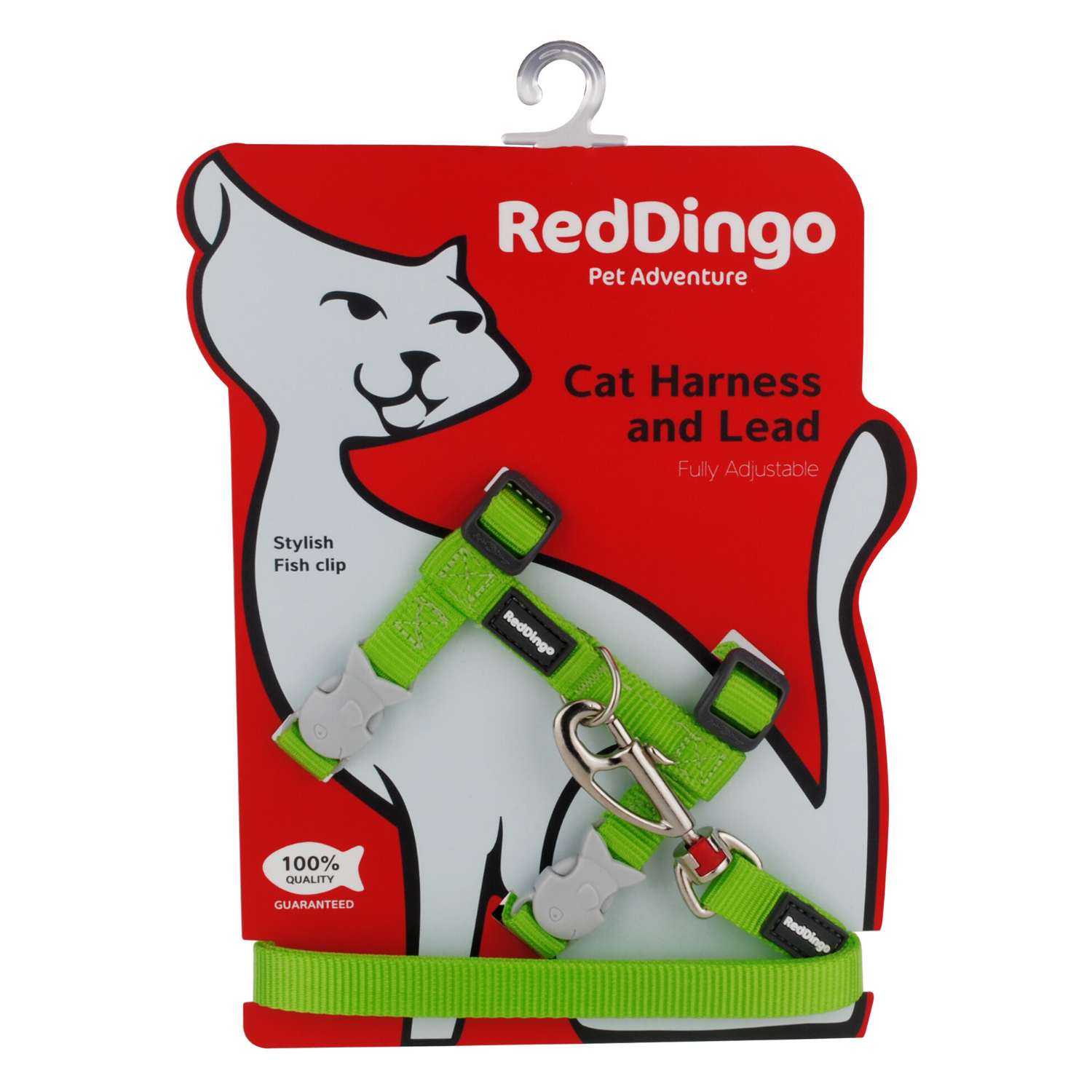 Red Dingo Cat Harness and Lead Combo Classic - (Lime Green)