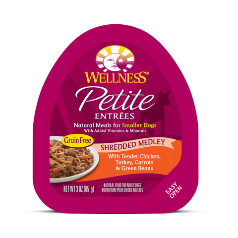 Wellness Small Breed Petite Entrees Shredded Medley - (Tender Chicken, Turkey, Carrots & Green Beans) - 85g
