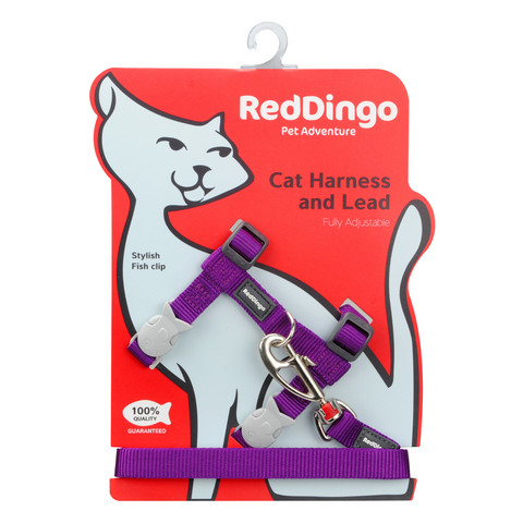 Red Dingo Cat Harness and Lead Combo Classic - (Purple)