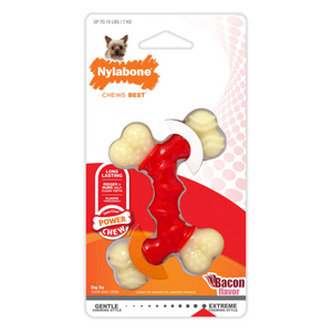 [DISCONTINUED] Nylabone Power Chew Double Bone Long Lasting Bacon Flavor Chew Toy for Dogs