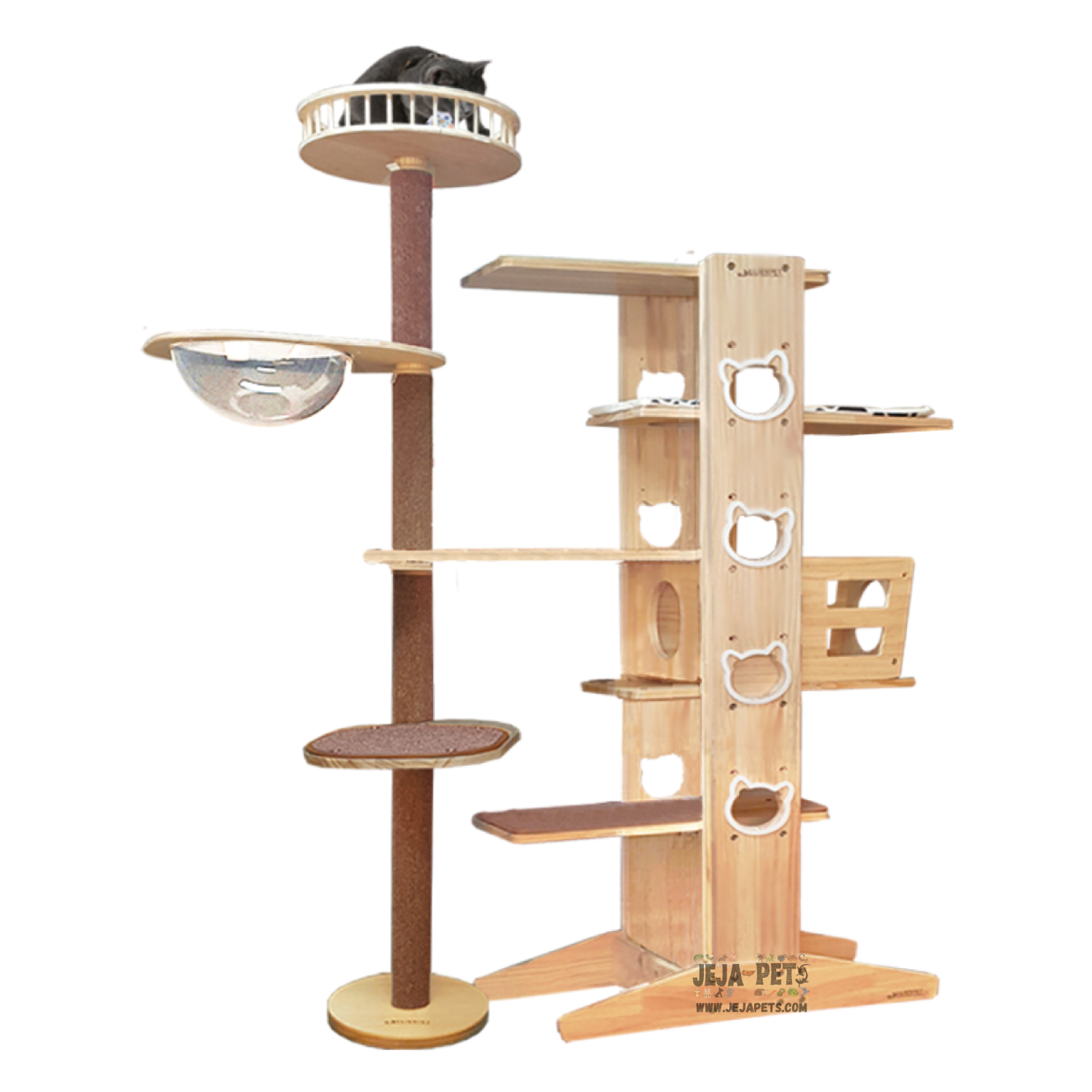 [DISCONTINUED] Luxypet Aaron 5-3 Tower Set 2 Transparent Cat Condo - 76 x 34 x 160 cm