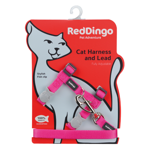 Red Dingo Cat Harness and Lead Combo Classic - (Hot Pink)