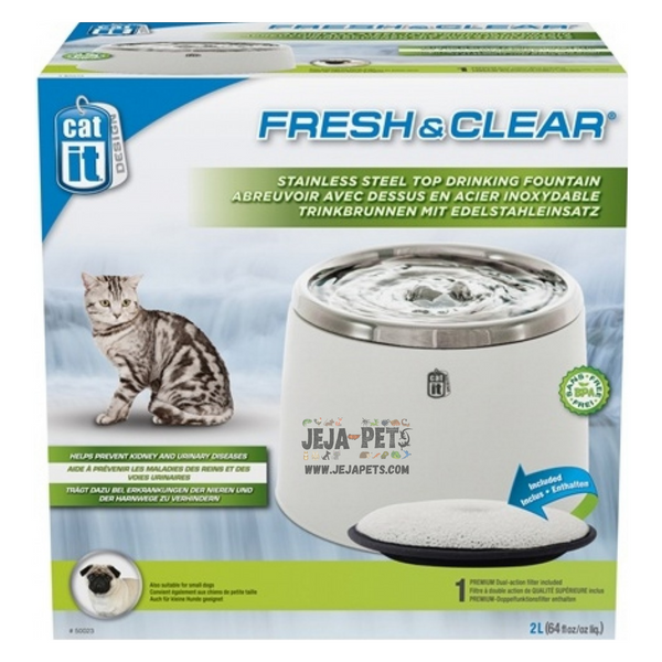 Catit Fresh & Clear Stainless Steel Water Fountain - 2 Liters