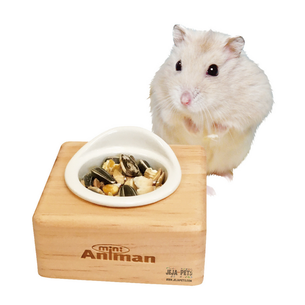 Animan Hamster Food Bowl with Wood Stand Single Set