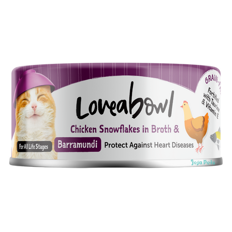 Loveabowl Chicken snowflakes in Broth with Barramundi - 70g