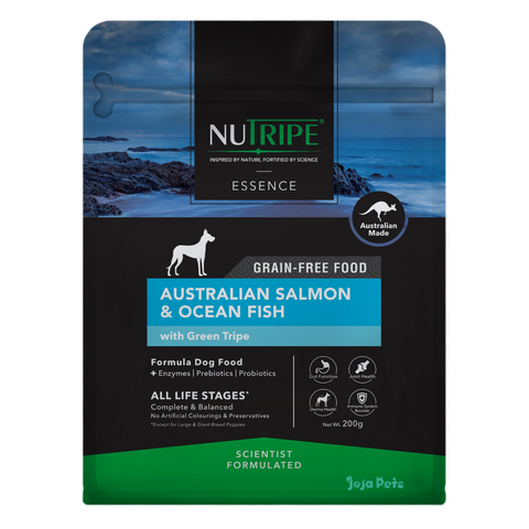 Nutripe Essence Australian Salmon and Ocean Fish with Green Tripe Grain Free Dry Dog Food - 200g / 1.8kg / 12kg