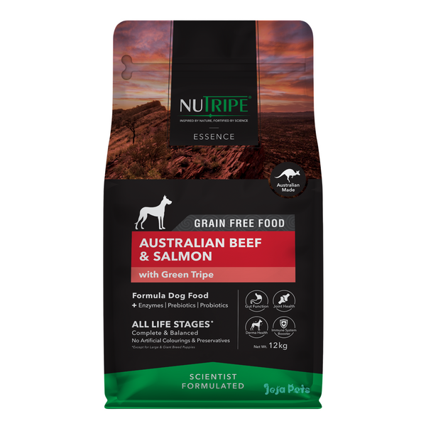 Nutripe Essence Australian Beef and Salmon with Green Tripe Grain Free Dry Dog Food - 200g / 1.8kg / 12kg