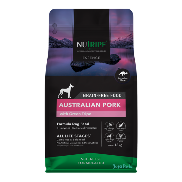 Nutripe Essence Australian Pork with Green Tripe Grain Free Dry Dog Food - 200g / 1.8kg / 12kg