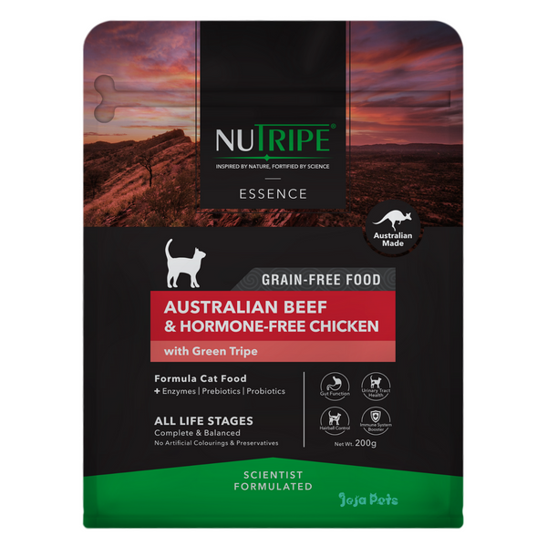 Nutripe Essence Australian Beef and Hormone-Free Chicken with Green Tripe Grain Free Dry Cat Food - 200g / 1.8kg / 6kg