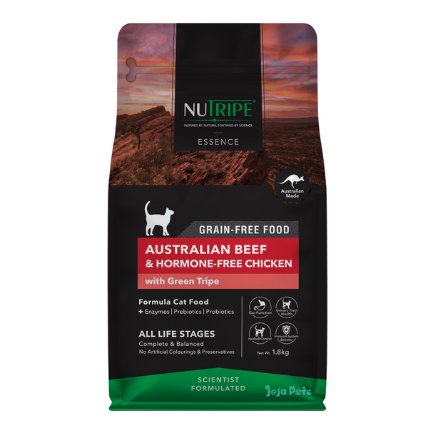 Nutripe Essence Australian Beef and Hormone-Free Chicken with Green Tripe Grain Free Dry Cat Food - 200g / 1.8kg / 6kg