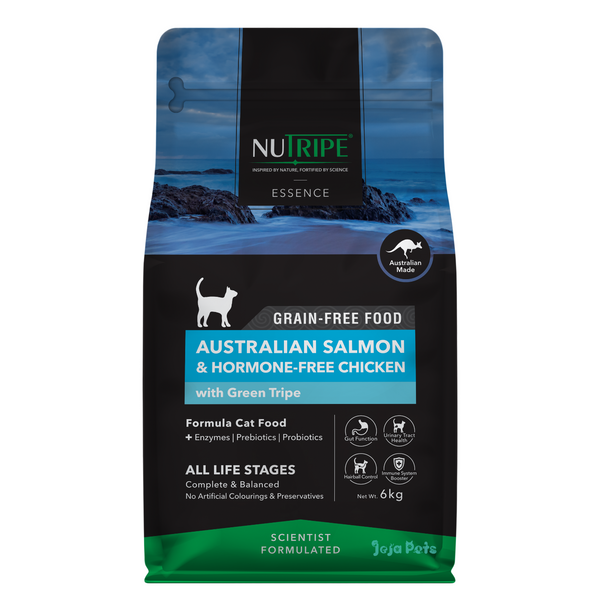 Nutripe Essence Australian Salmon and Hormone-Free Chicken with Green Tripe Grain Free Dry Cat Food - 200g / 1.8kg / 6kg