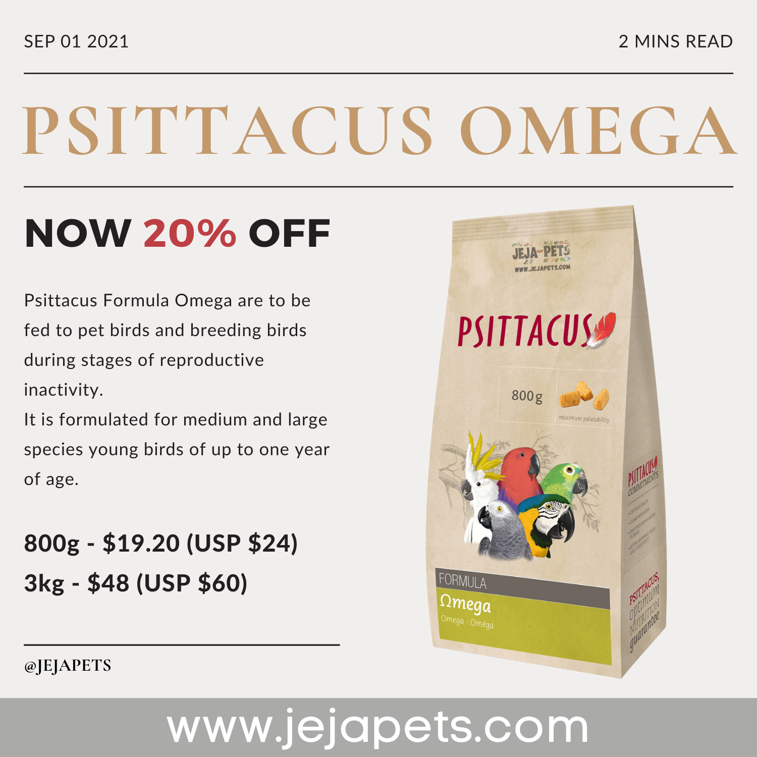 [PROMO] Psittacus Maintenance Omega Formula - 800g / 3kg