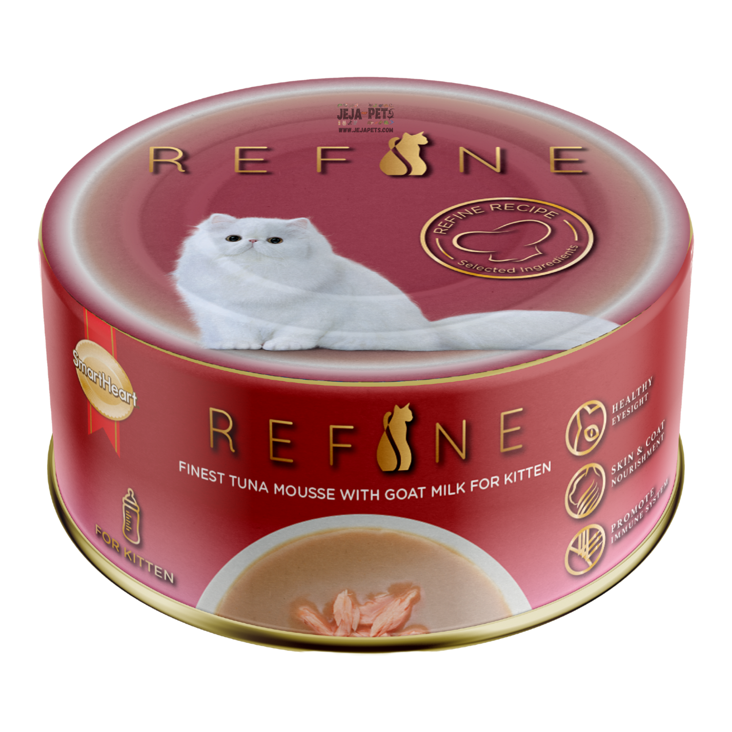 SmartHeart Refine Wet Canned Cat Food Finest Tuna Mousse with Goat Milk for Kittens - 80g